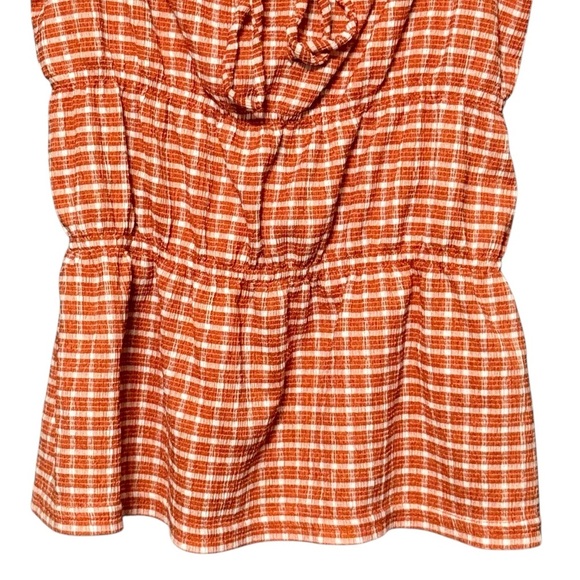 Madewell Omaha Plaid Square Neck Puffed Sleeve Peasant Style Blouse Size XXS - Picture 6 of 12